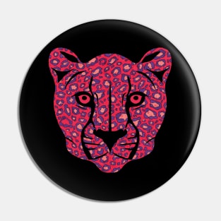 Hot pink leopard face Pin