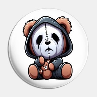 Cute Bear With Funny Scary Mask Kawaii Pin