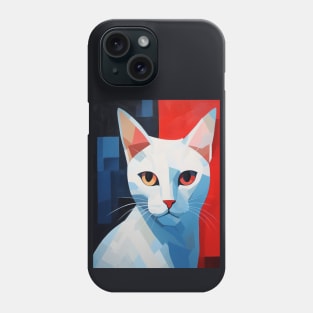 White Cubism Cat Phone Case