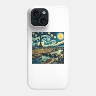 Paris, France, in the style of Vincent van Gogh's Starry Night Phone Case