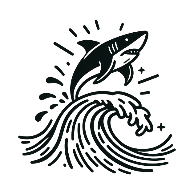 Stick Figure of a Shark in Black Ink by WelshDesigns