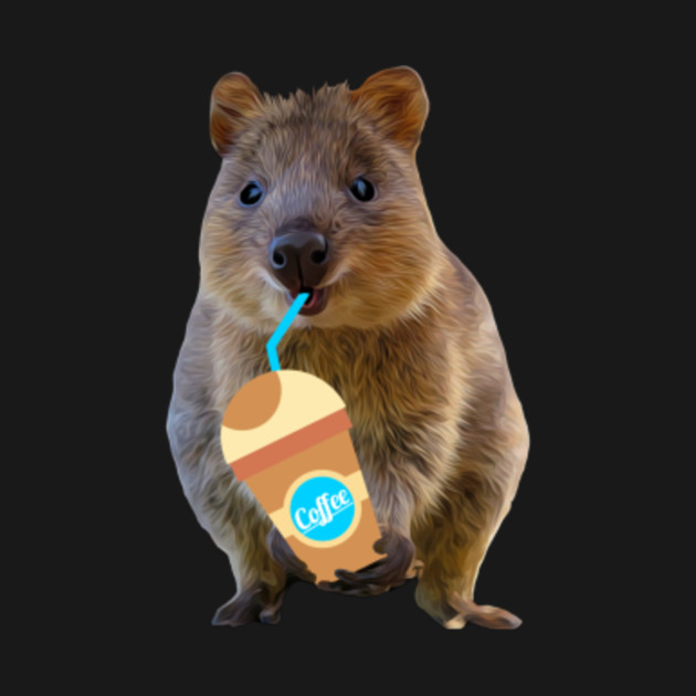Quokka Drinking Coffee Funny Animal Gift - Quokka - T-Shirt | TeePublic