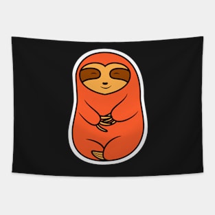 Happy Cozy Orange Sloth Bear Tapestry