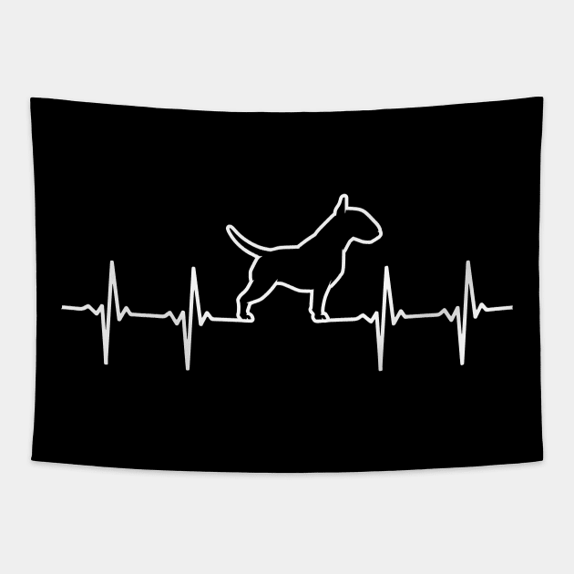 Bull Terrier Heartbeat Cute Dog Lover Design Tapestry by PugSwagClothing