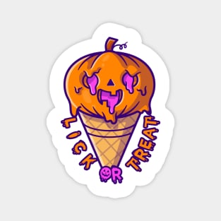 Ice Cream Pumpkin Halloween - Funny Magnet
