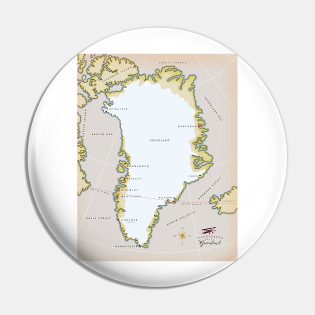 Illustrated Map of Greenland Pin by nickemporium1