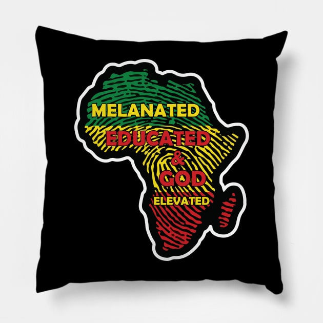 Melaninated, Educated and God Elevated, Educated Black, HBCU, Black Lives Matter Pillow by UrbanLifeApparel