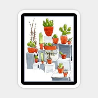Cacti Beauty - Original Ink and Watercolor Painting Magnet