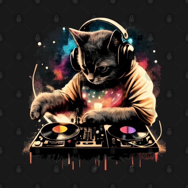 Cat DJ - Space Galaxy - DJ Cat - Deadmau5 - Deadmouse by Barn Shirt USA