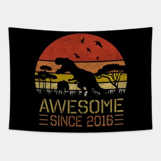 Dinosaur 4th Birthday Boy Shirt Gift Awesome Since 2016 Tapestry