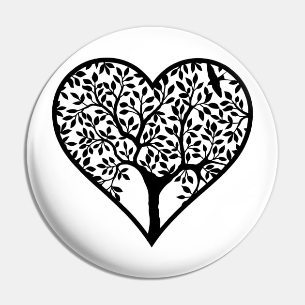 Family Tree Heart Pin by hippyhappy