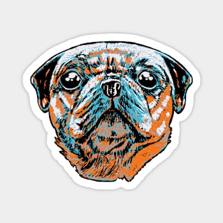 Pop Art Pug Dog Head Magnet