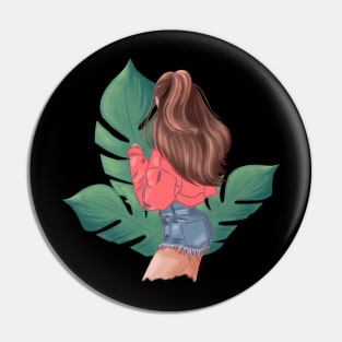 Girl in denim shorts Pin