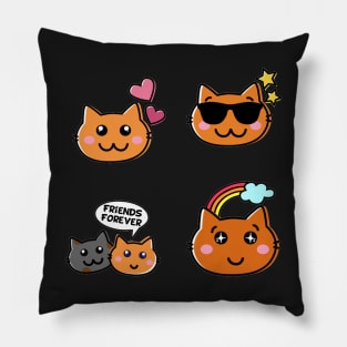 Cat 4 pk Stickers Collection Pillow