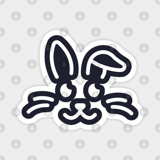 Eep! - Cute Bunny Face Line Art - White Magnet by DaTacoX