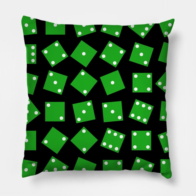 Lucky Green Dice Pattern Pillow by Brobocop