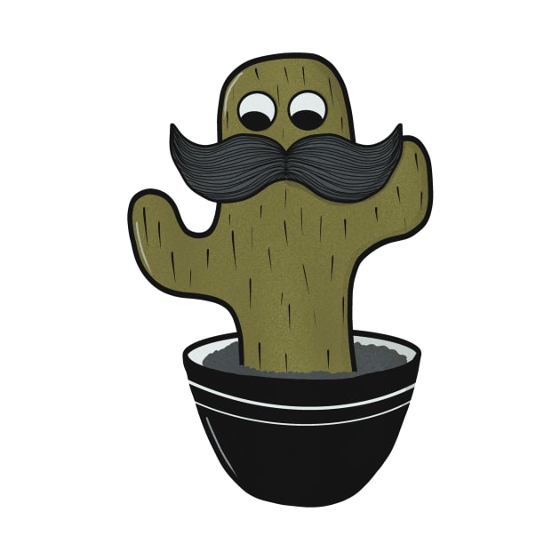 Cute Cactus with Mustache by WalkSimplyArt