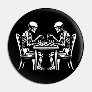 skeletons play chess Pin