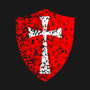Knight Templar Crusader Distressed Red Cross T-Shirt