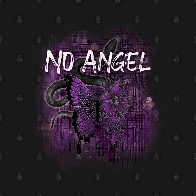 No Angel Purple Snake And Butterfly-flowers by Quirky And Funny Animals