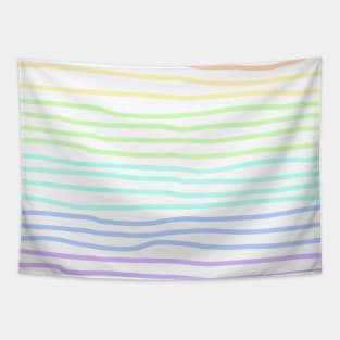 Pastel Rainbow Hand Drawn Lines - Lighter Tapestry