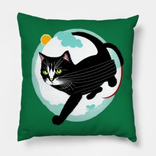Black and white angry baby cat Pillow