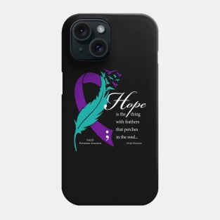 Suicide Hope Feather Ribbon, white type Phone Case