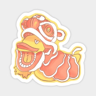 Duck in chinese new year lion costume Magnet