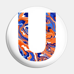 Orange and blue marble U Pin