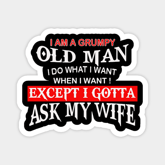 I Am A Grumpy Old Man I Do What I Want Except Ask My Wife Costume Magnet by prunioneman