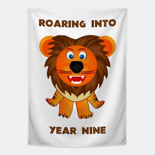 Roaring Into Year Nine (Cartoon Lion) Tapestry