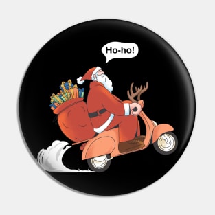 Santa Riding Scooter Pin