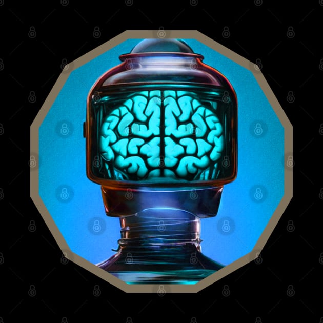 Jarhead - robot with a brain in a jar - blue by Pikantz