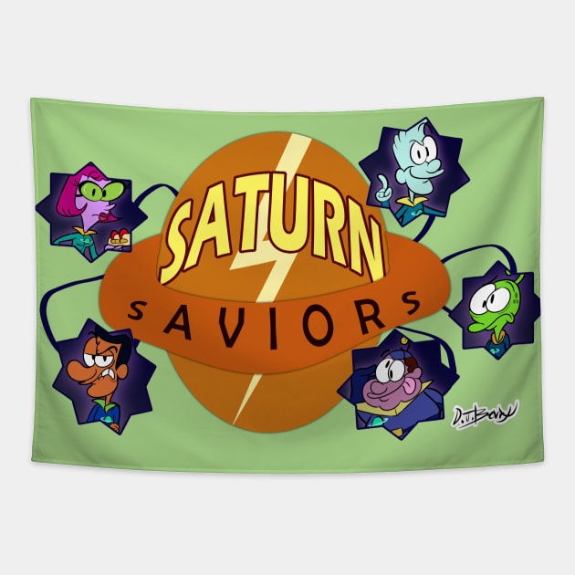 Saturn Saviors Tapestry by D.J. Berry