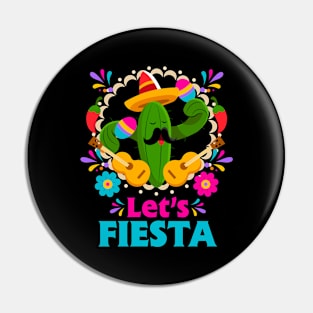 Cactus Wearing Sombrero Maracas Cinco De Mayo Pin