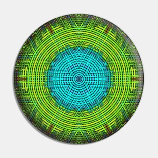 Weave Mandala Blue and Green Pin