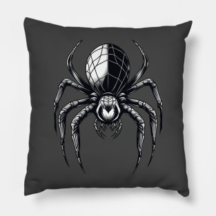 Scary spider black and white Halloween graphic design Pillow