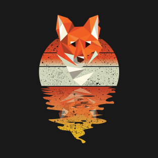 Vintage cute fox reflected on lights of moon T-Shirt T-Shirt