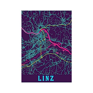 Linz Neon City Map T-Shirt