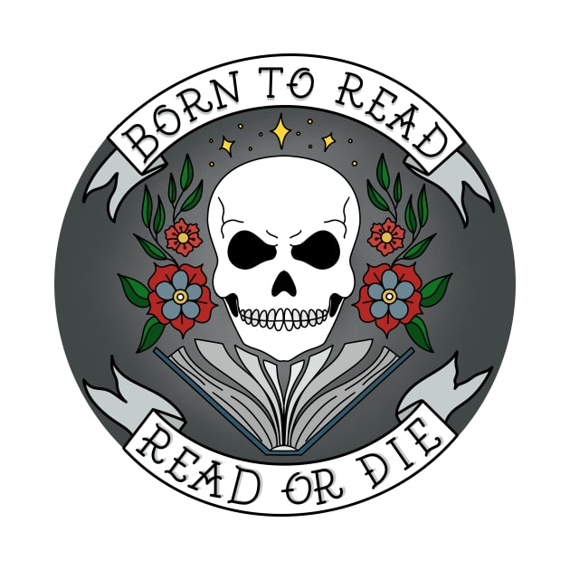 Read or Die Biker Skull in Grey by Thenerdlady