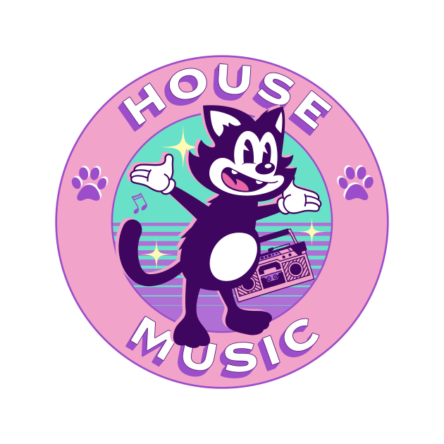 HOUSE MUSIC - Cartoon House Cat by DISCOTHREADZ 