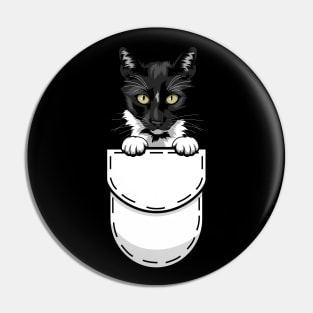 Funny Tuxedo Pocket Cat Pin