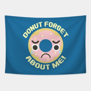 Do Not Forget About Me! Star Sprinkle Pink Frosted Donut Food Pun on Blue Round Tapestry