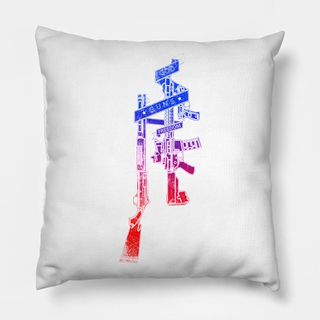 God Guns Freedom Pillow by arxitrav