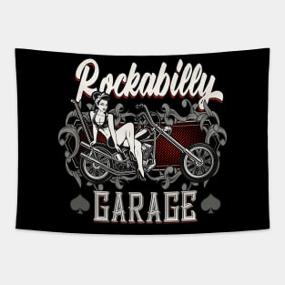 Rockabilly Garage Biker Pin-Up Girl Tapestry