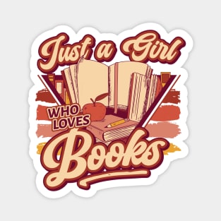 Retro Just a Girl Who Loves Books // 90s Style Book Lover Magnet