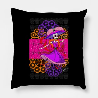 lovely catrina in mexican dancing in the day of the death Pillow