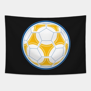 Gold & Blue Soccer Ball Tapestry