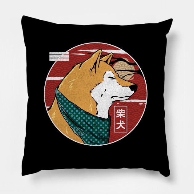 shiba inu kawaii Japanese dog Pillow by A Comic Wizard