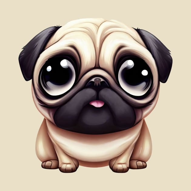 Small Version - Vibrant Pug Illustration by Art By Mojo